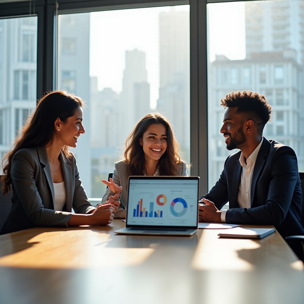 Führungsteam bespricht Softwarestrategie in modernem Büro